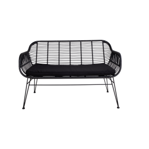 House Nordic TRIESTE Sofa/Havebnk i sort polyrattan med hynde