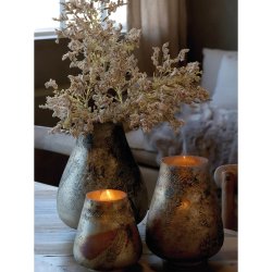 Chic Antique Glasvase m. mnster, H15 cm. Antique mocca