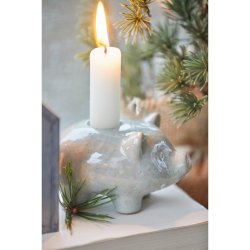 Ib Laursen Stage som gris, H6 cm. Grn/Natur meleret