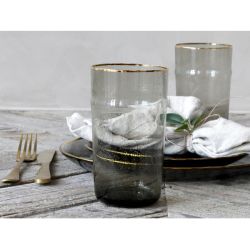 Chic Antique Vandglas m. guldkant, H14 cm, Sort