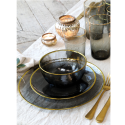 Chic Antique Vandglas m. guldkant, H14 cm, Sort