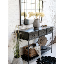 Chic Antique Konsolbord m. 3 skuffer, L123 cm, Sort