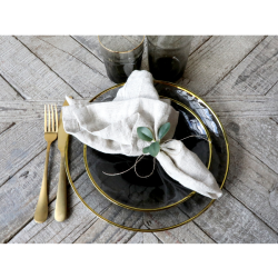 Chic Antique Tallerken m. guldkant, 21, Sort